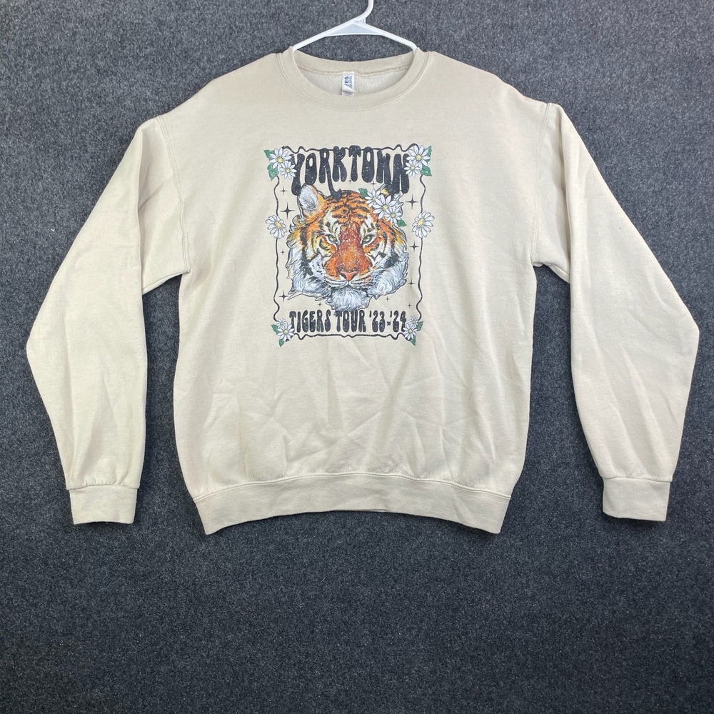 Jerzees Yorktown Tigers Tour 23-24 Graphic Sweatshirt Unisex Medium Tan